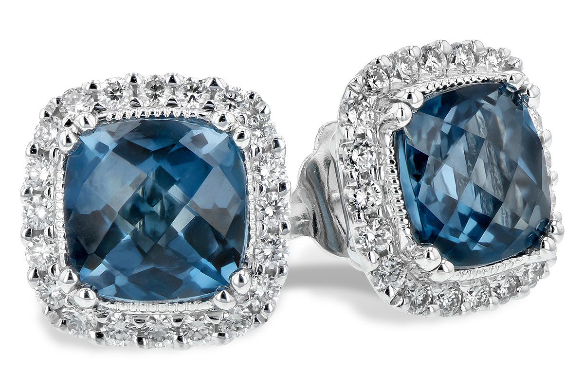 A234-83564: EARR 2.14 LONDON BLUE TOPAZ 2.40 TGW (6MM LBT)