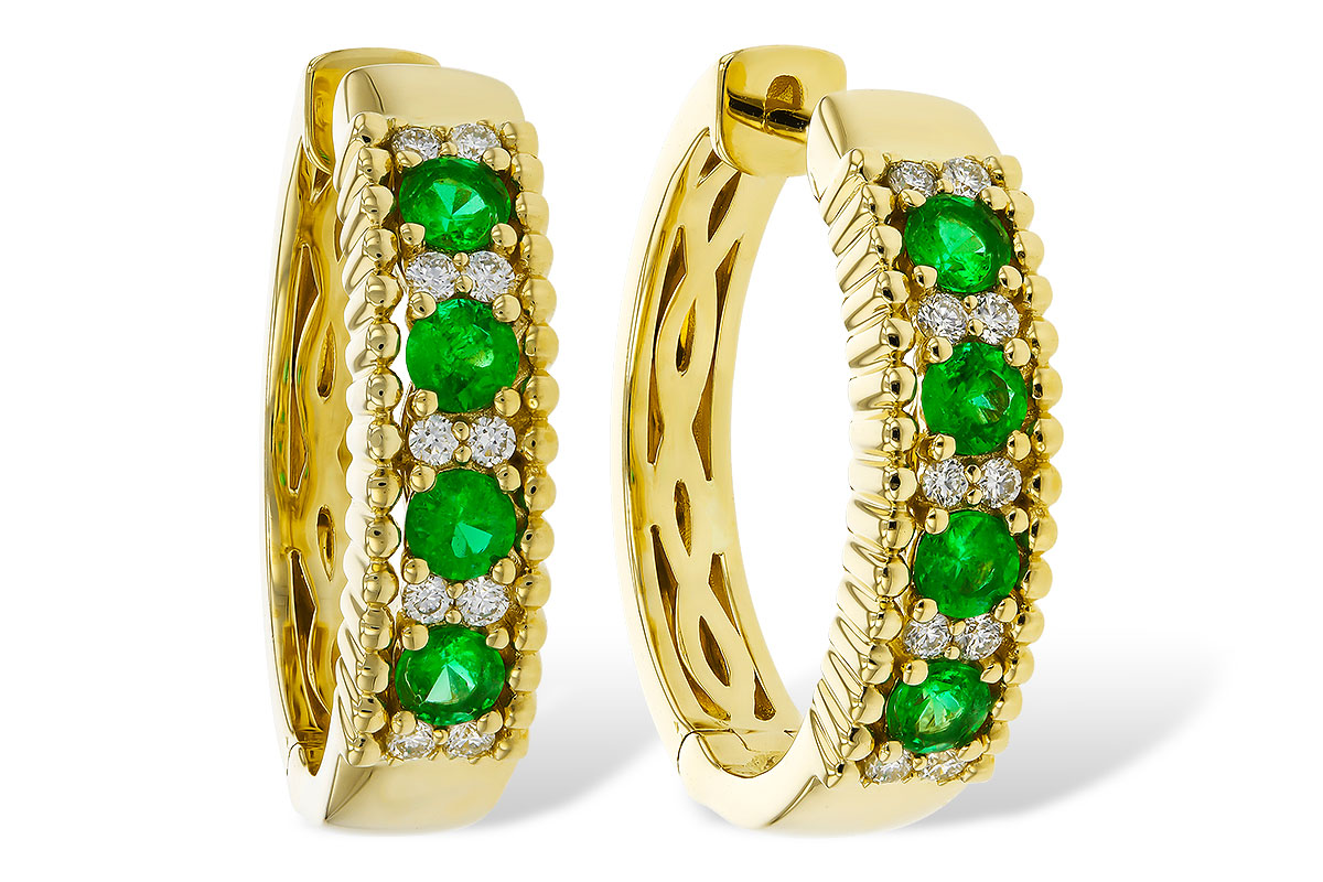 A320-36355: EARRINGS .33 TW EMERALD .45 TGW