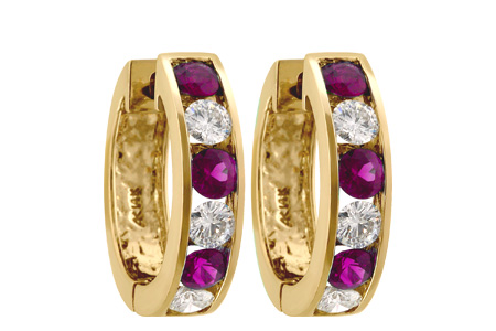 B046-67182: EARRINGS 1.22 RUBY 2.06 TGW