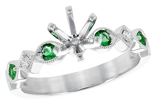 B235-75409: LDS SEMI DIA RG .12 EMERALD .16 TGW