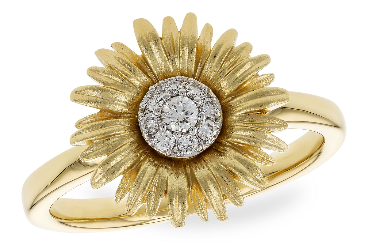 B319-40891: C319-39964 WITH YG & PETALS / WG SETTING .10 TW