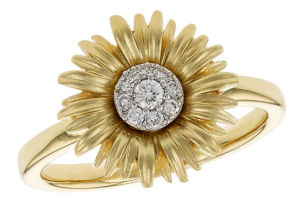 B319-40891: C319-39964 WITH YG & PETALS / WG SETTING .10 TW