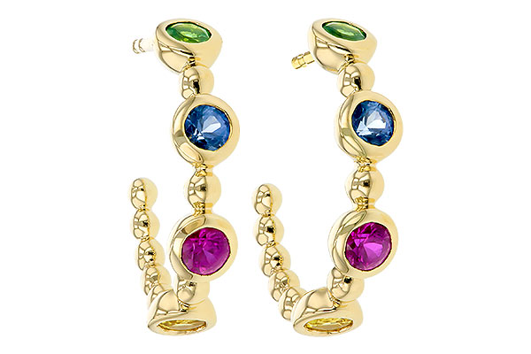 B321-19000: EARR .68 TW MULTI-COLOR SAPPH & GREEN GARNET