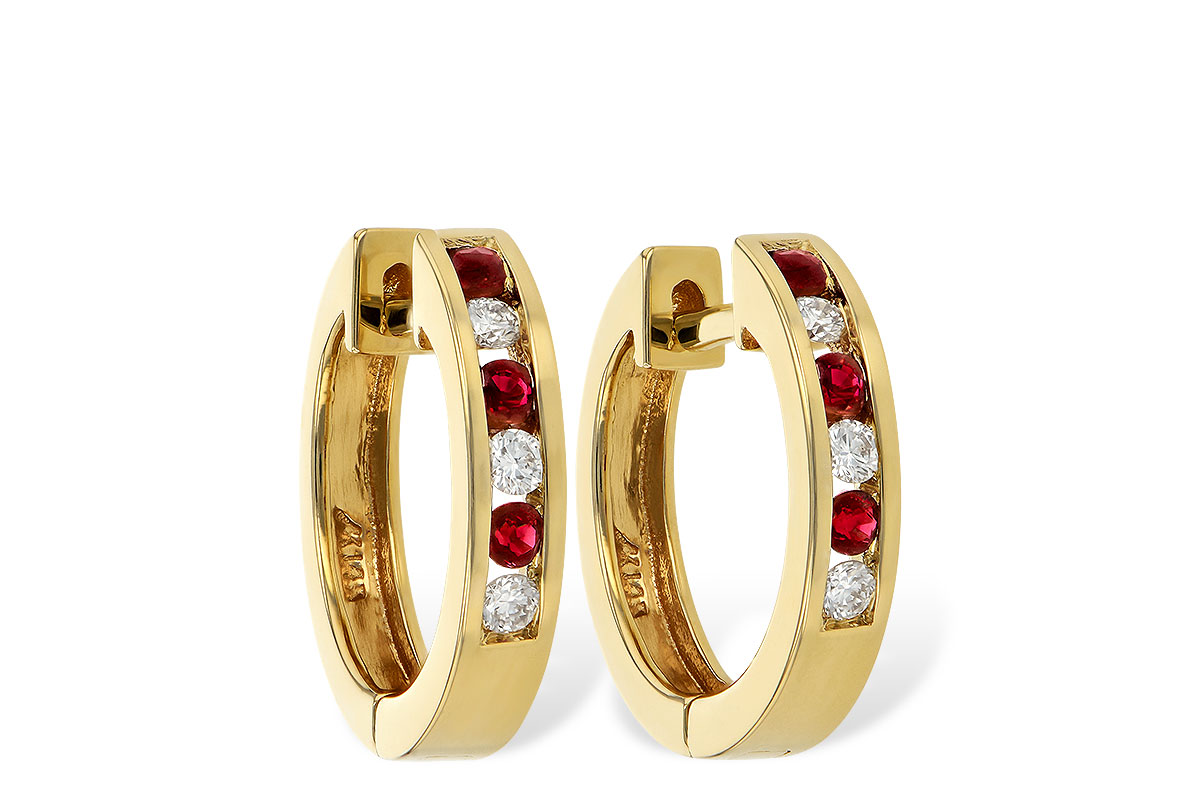 C046-67182: EARRINGS .16 RUBY .26 TGW
