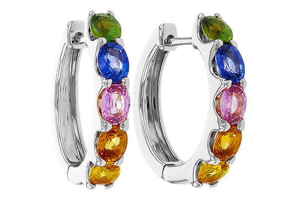 C320-30837: EARRINGS 2.20 TW MULTI-COLOR SAPPHIRE