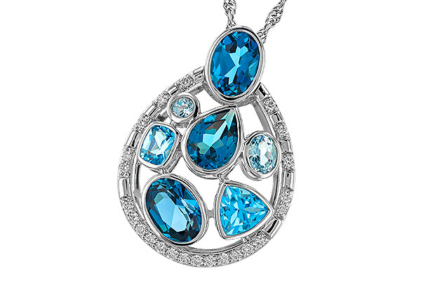 C320-33582: NECKLACE 3.23 TW BLUE TOPAZ 3.38 TGW