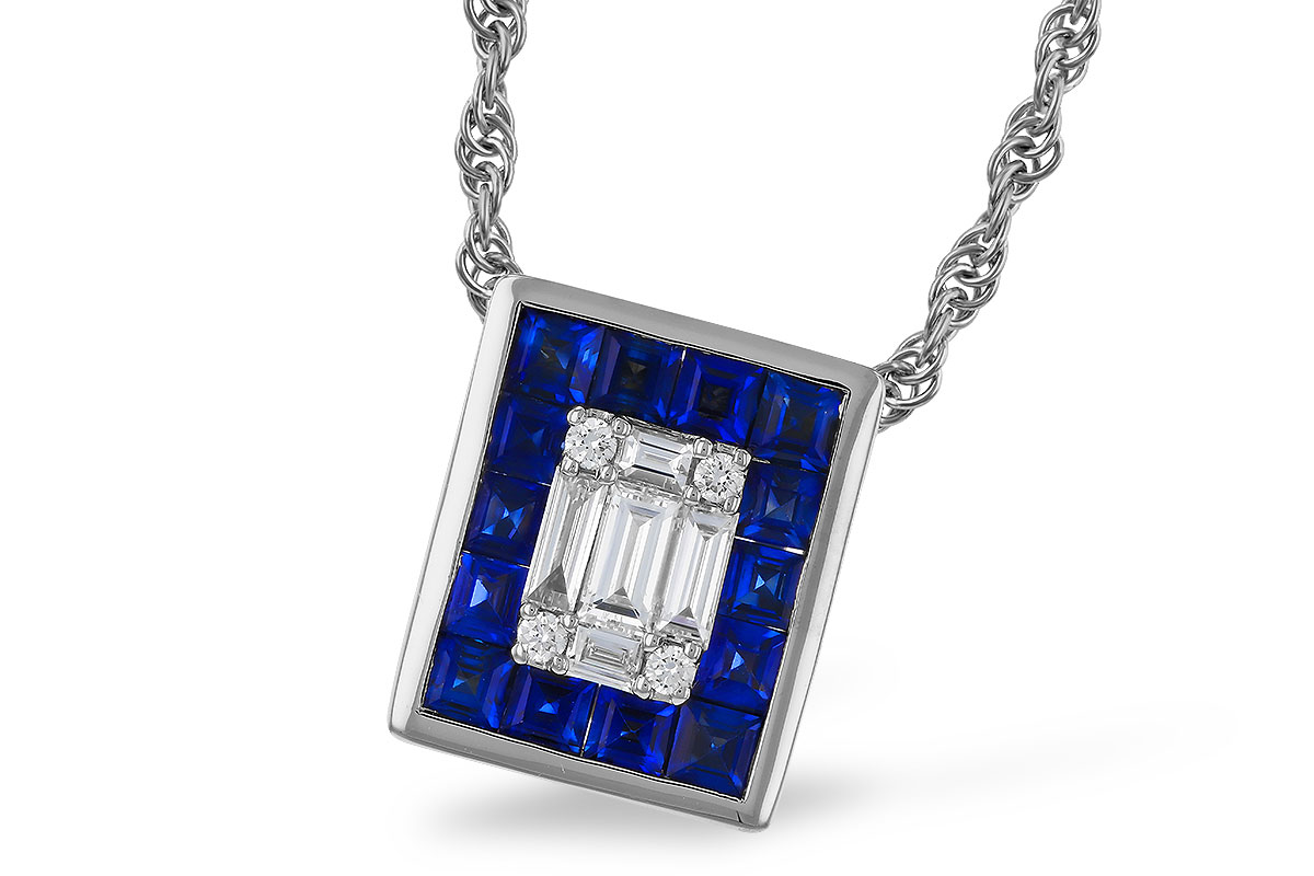 C320-35409: NECKLACE .84 SAPPHIRE TW 1.02 TGW