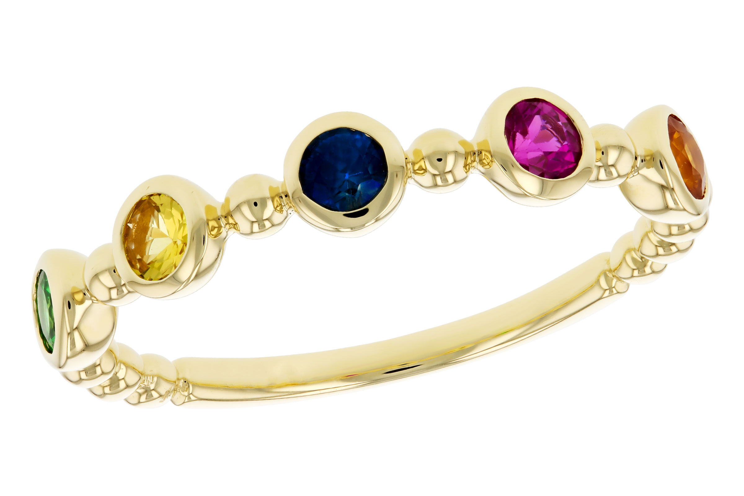 C321-19000: LDS WED RG .52 TW MULTI-COLOR SAPPH & GREEN GARNET