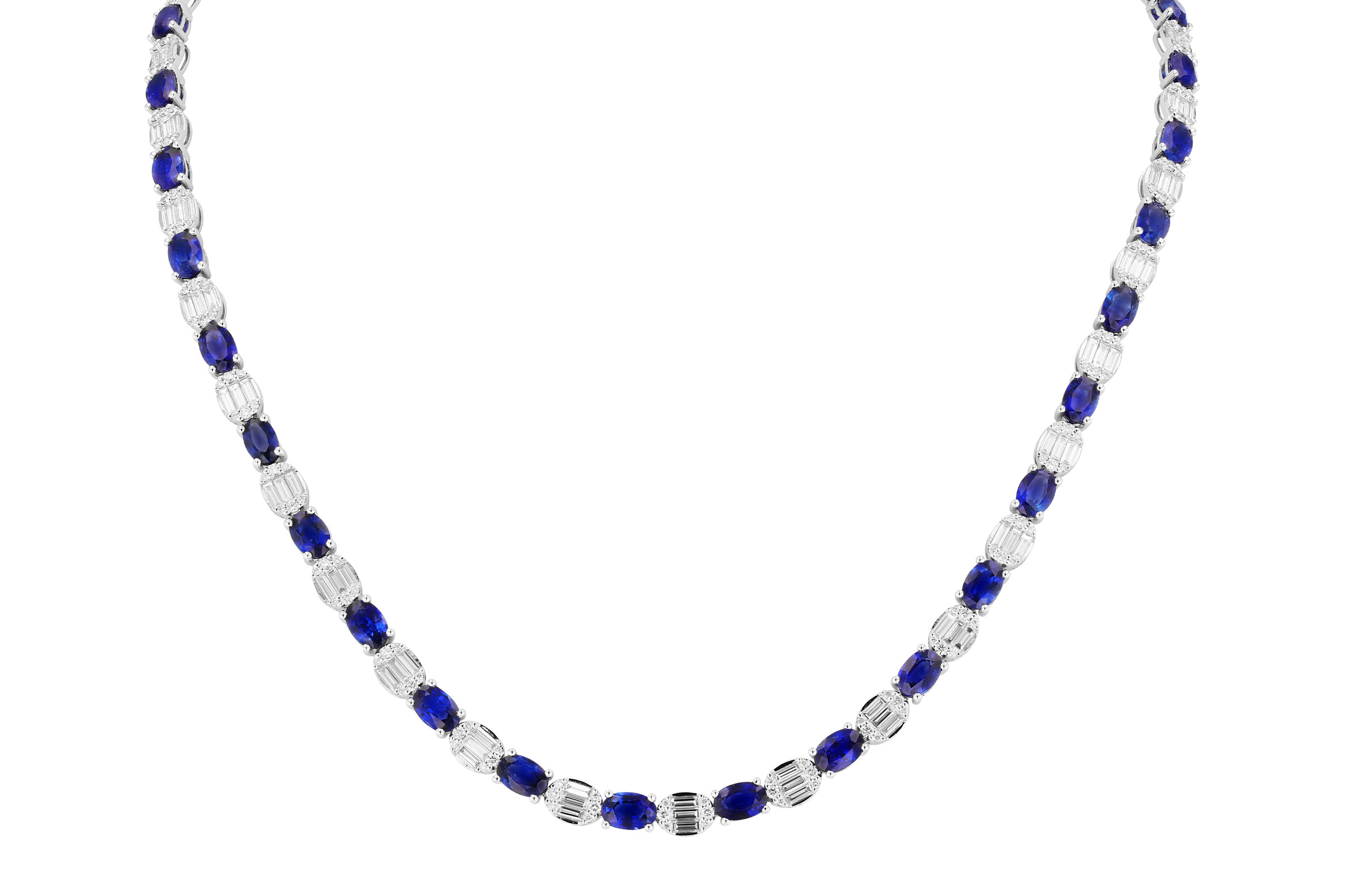 C321-20818: NECKLACE 17.68 TW SAPPHIRE 21.82 TGW (17")