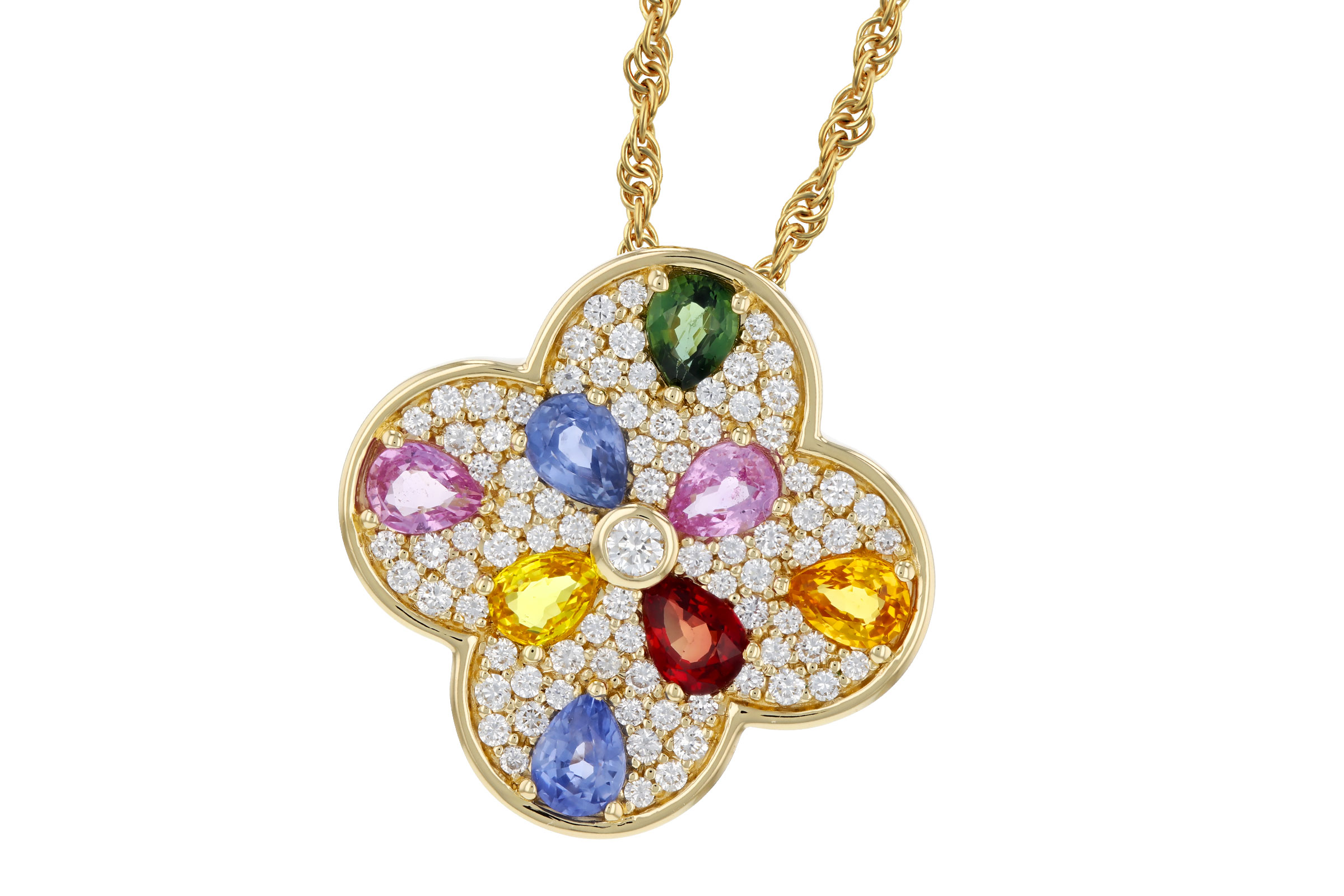C321-21764: NECKLACE 1.40 MULTI-COLOR SAPPH 1.82 TGW