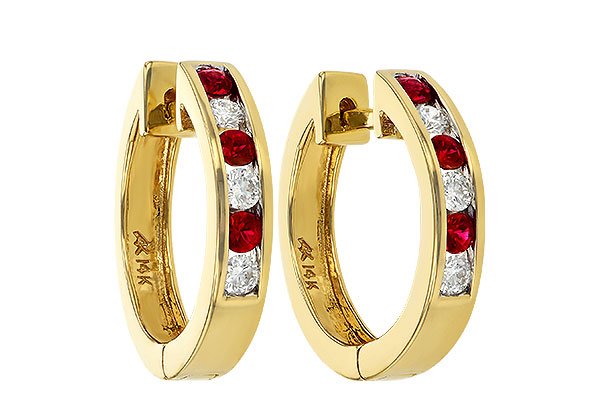 D046-67182: EARRINGS .29 RUBY .50 TGW