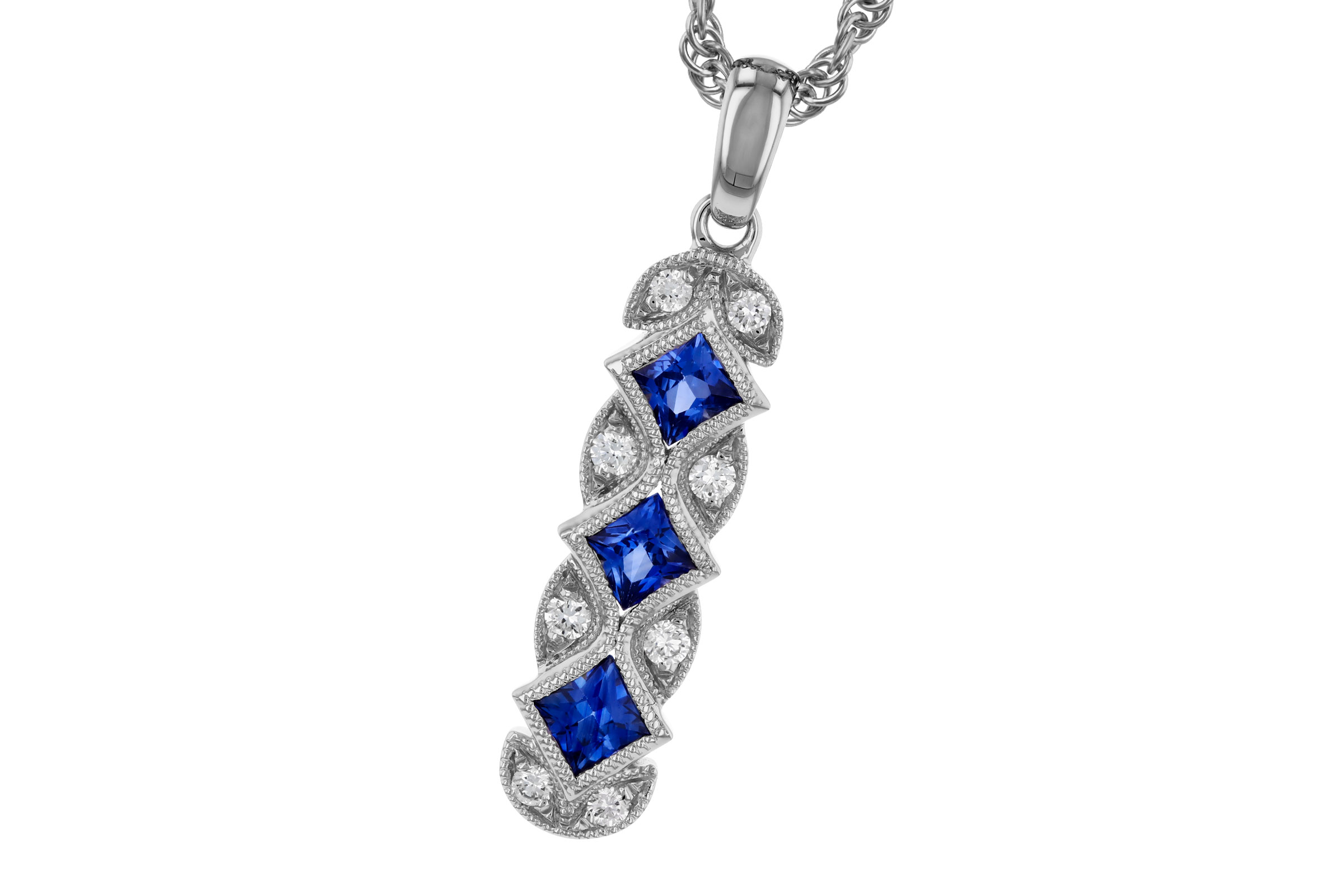 D321-20818: NECKLACE .55 TW SAPPHIRE .64 TGW