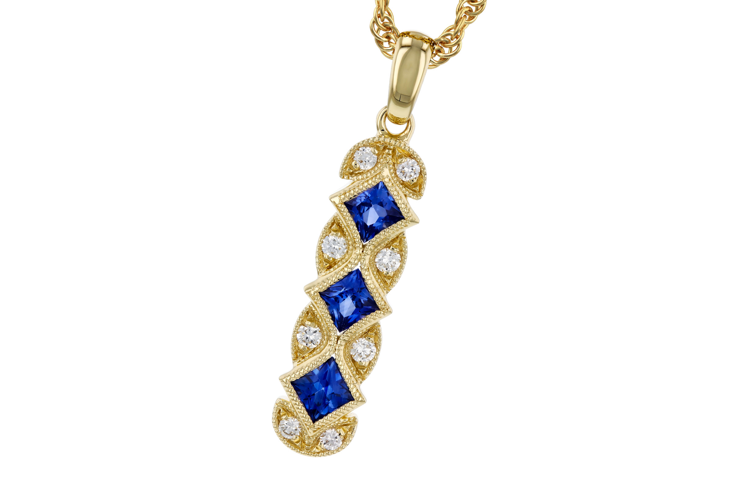 D321-20818: NECKLACE .55 TW SAPPHIRE .64 TGW