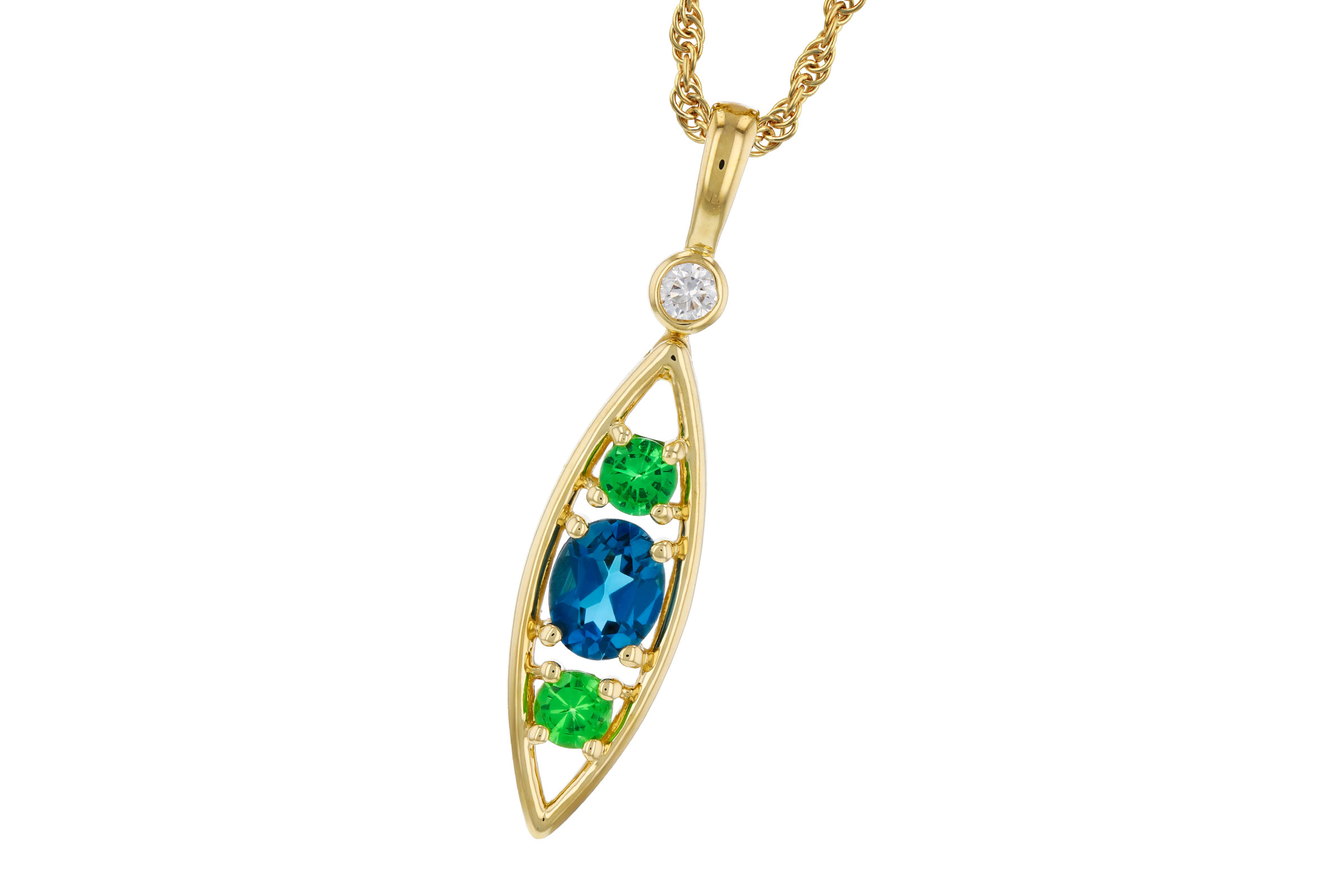 D321-20855: NECKLACE .54 SEMI-PREC (LBT & GR.GT) .58 TGW