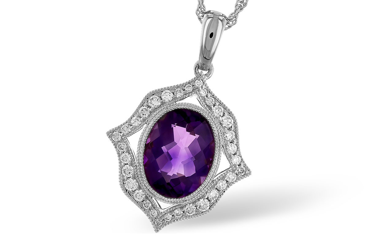 E319-43609: NECKLACE 1.52 AMETHYST 1.70 TGW (9x7 MM AMY)