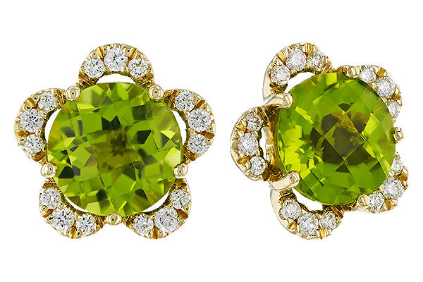 E320-36291: EARRINGS 2.93 PERIDOT 3.10 TGW (7MM RD)