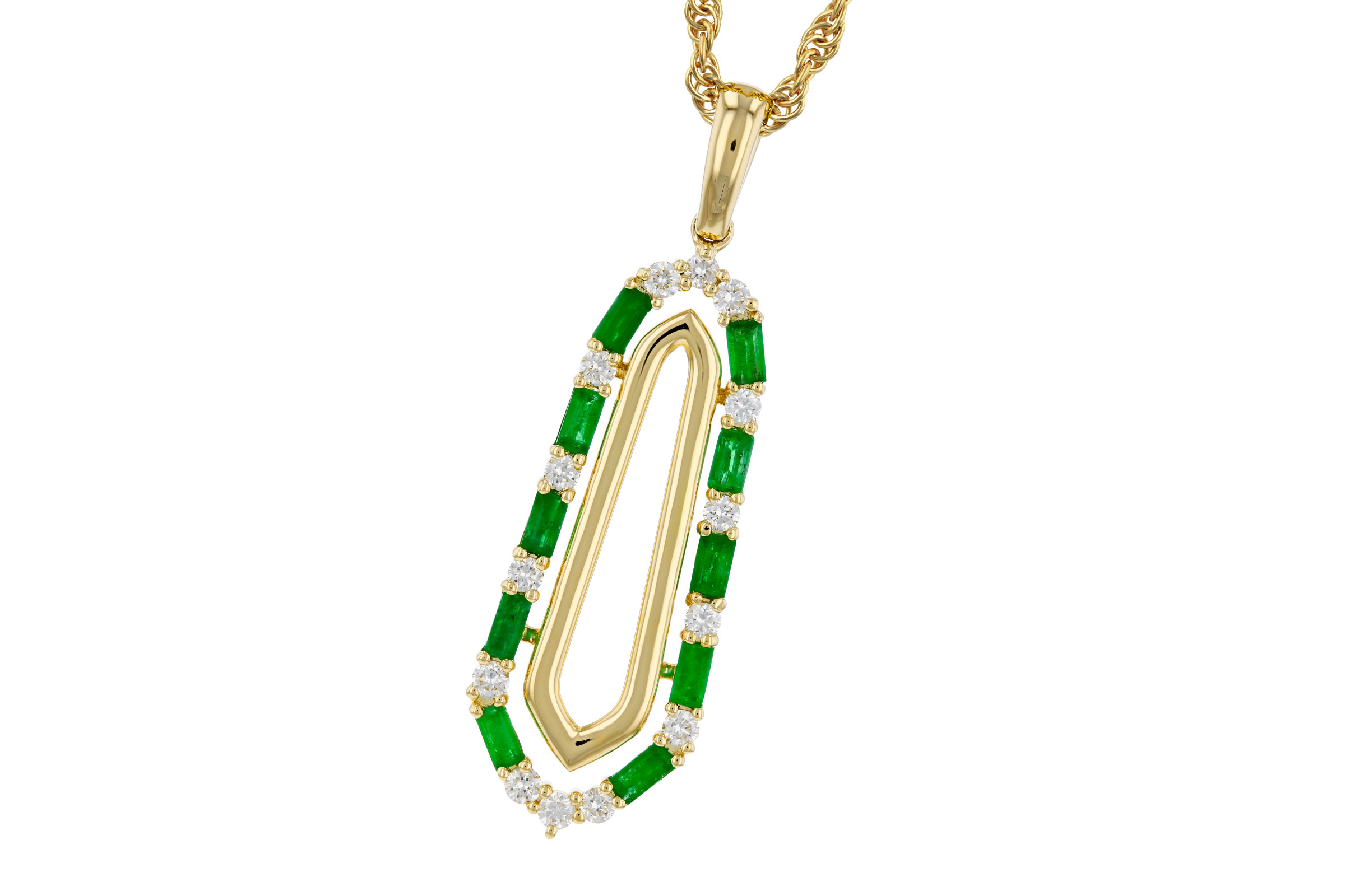 E321-21764: NECKLACE .44 TW EMERALD .64 TGW