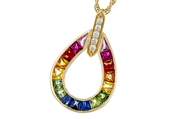 F320-30845: NECKLACE 1.10 MULTI-COLOR SAPPH 1.15 TGW