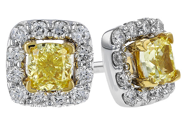 F320-31764: EARR .38 FANCY YELLOW DIAMONDS .54 TW