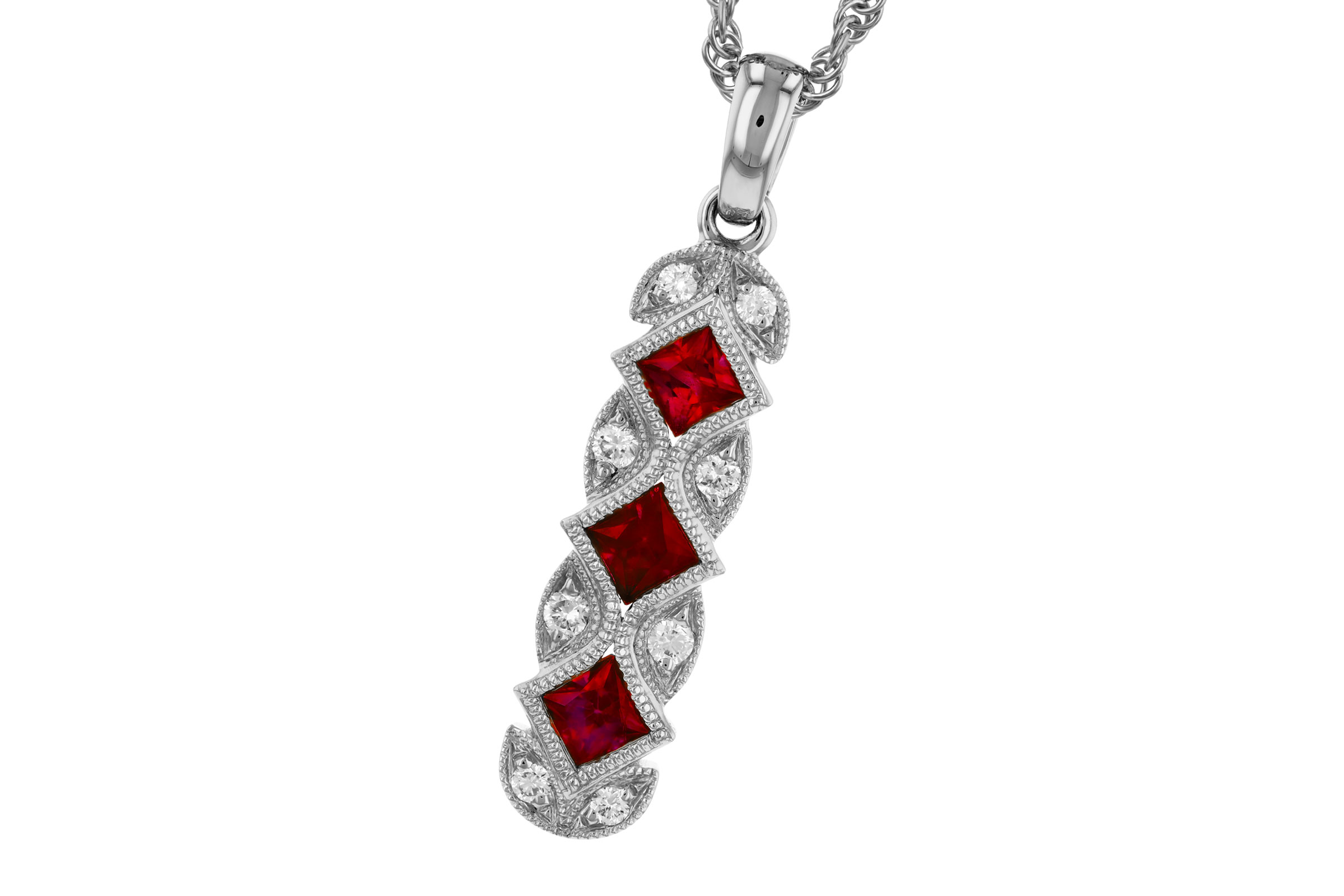 F321-19945: NECKLACE .55 TW RUBY .64 TGW