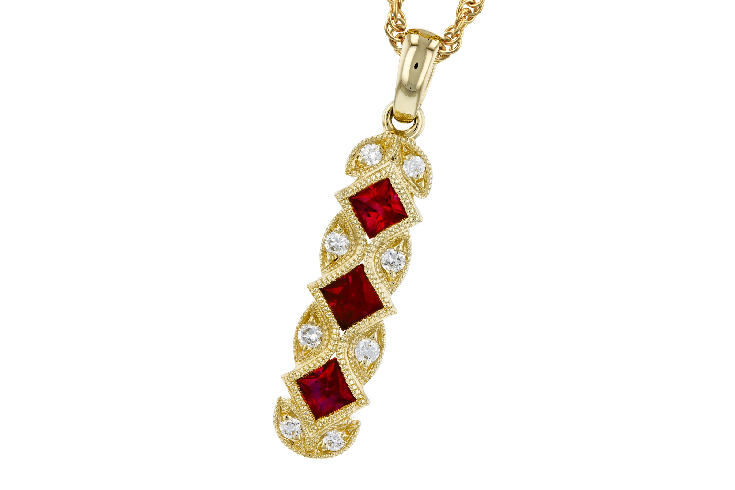 F321-19945: NECKLACE .55 TW RUBY .64 TGW