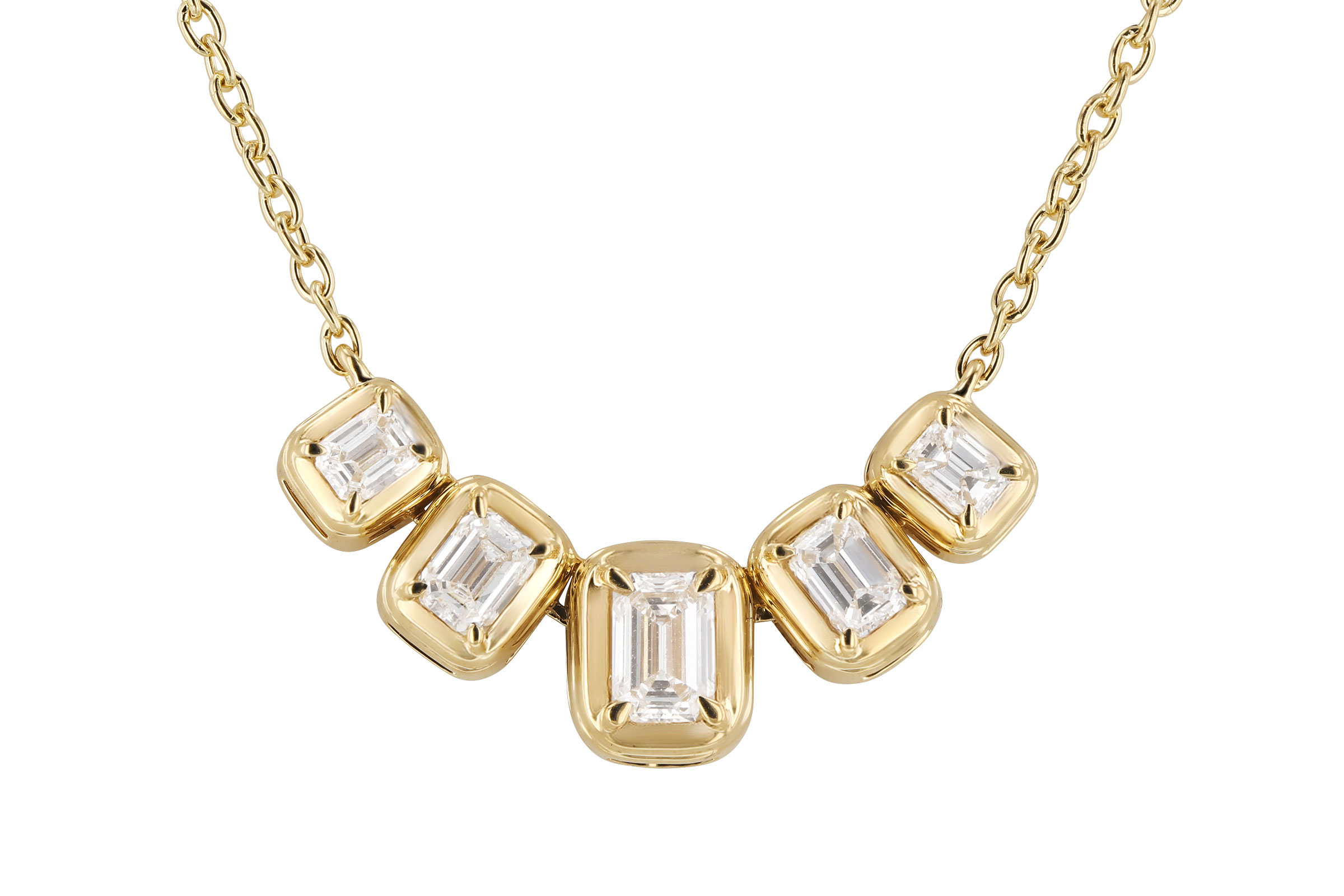 F321-21736: NECKLACE .87 TW EMERALD CUT DIA (18")