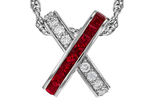 H320-36291: NECKLACE .53 TW RUBY .70 TGW