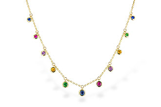K319-43572: NECK .90 TW MULTI-COLOR SAPPH & GREEN GARNET (18")
