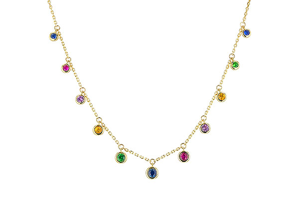 K319-43572: NECK .90 TW MULTI-COLOR SAPPH & GREEN GARNET (18")