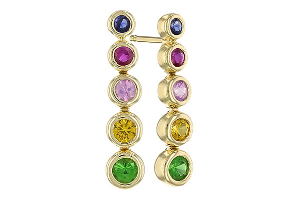 K319-45445: EARR .60 TW MULTI-COLOR SAPPH & GREEN GARNET