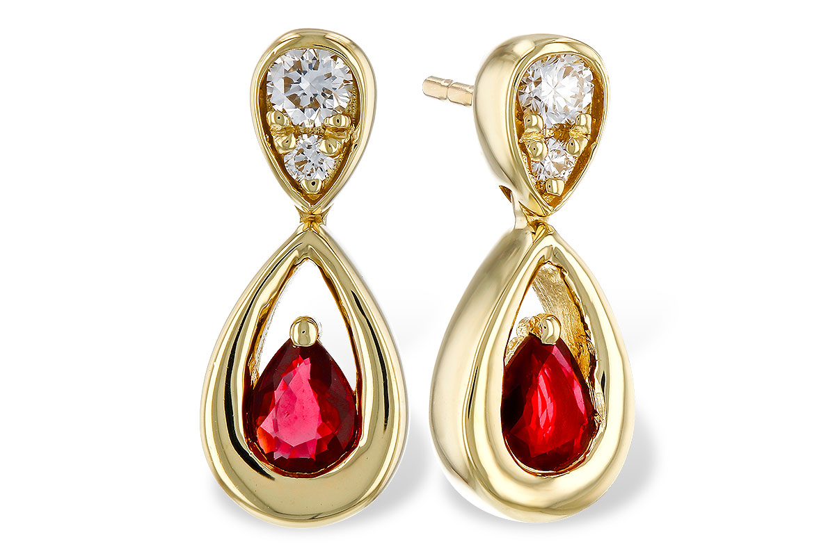 K320-30854: EARRINGS .40 RUBY .52 TGW (4x3 RUBY)