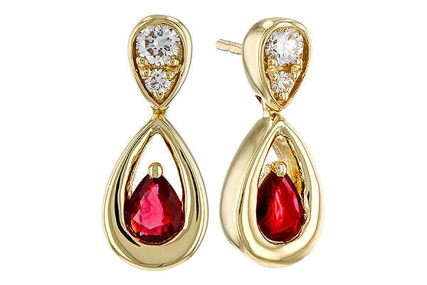 K320-30854: EARRINGS .40 RUBY .52 TGW (4x3 RUBY)