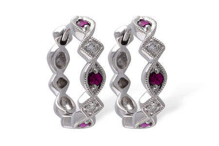 L046-64454: EARRINGS .20 RUBY .25 TGW