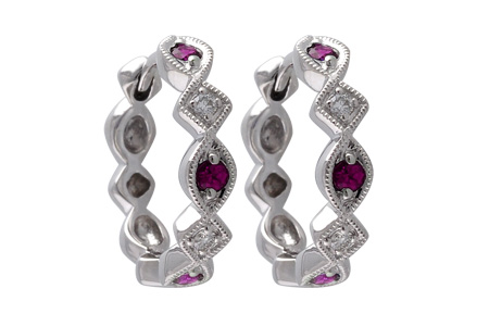 L046-64454: EARRINGS .20 RUBY .25 TGW