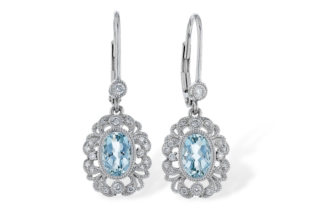 L320-29045: EARRINGS .75 TW AQUA .92 TGW (7x5MM AQUA)