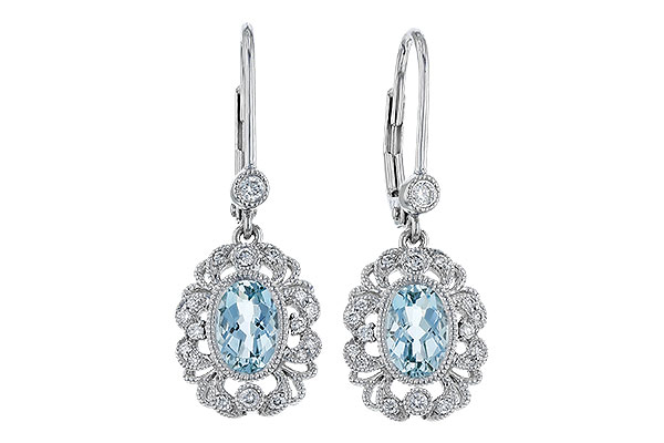 L320-29045: EARRINGS .75 TW AQUA .92 TGW (7x5MM AQUA)