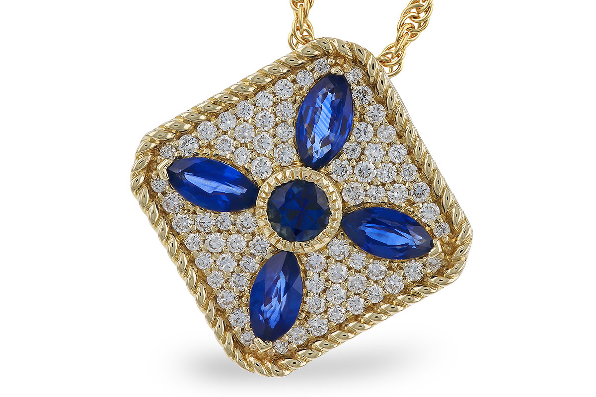 L320-32645: NECKLACE .89 TW SAPPHIRE 1.20 TGW