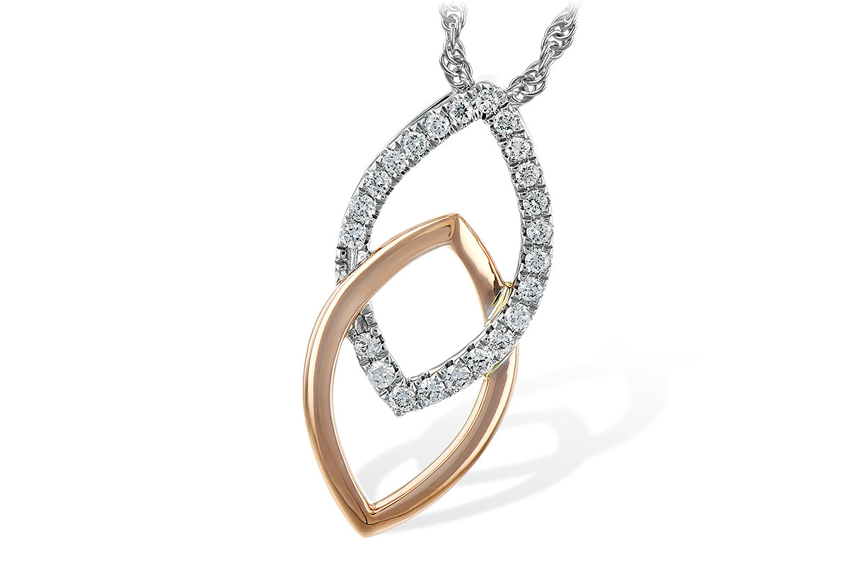 M234-89981: NECKLACE .20 TW (ROSE & WG)